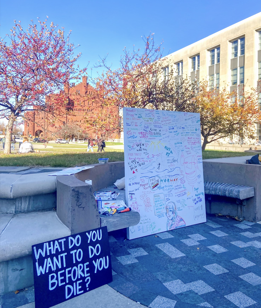 What do you want to do before you die? canvas on Library Mall celebrates student aspirations